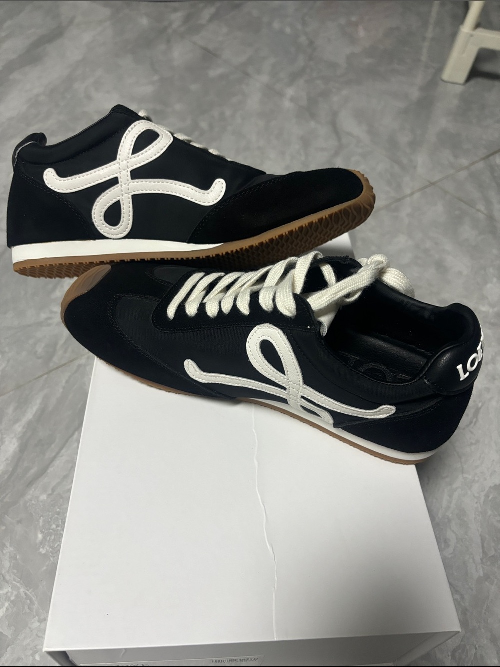 Loewe Black, White & Gum Low-Top Sneakers
